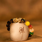 Fortune Jewel Natural Gold Sheen Obsidian PiXiu Five Directions Gods of Wealth Protection Bracelet