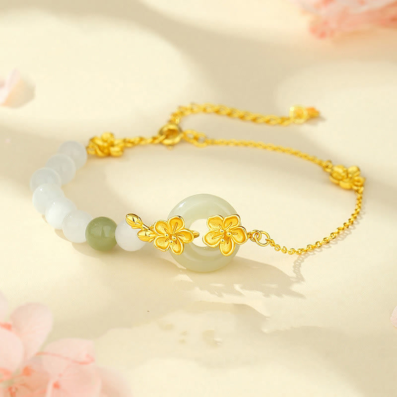 Fortune Jewel Chrysoberyl Hetian Jade 999 Sterling Silver Love Bracelet