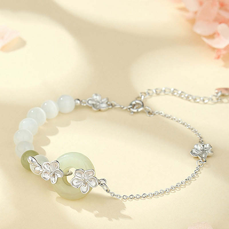 Fortune Jewel Chrysoberyl Hetian Jade 999 Sterling Silver Love Bracelet