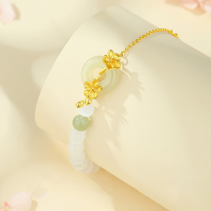 Fortune Jewel Chrysoberyl Hetian Jade 999 Sterling Silver Love Bracelet