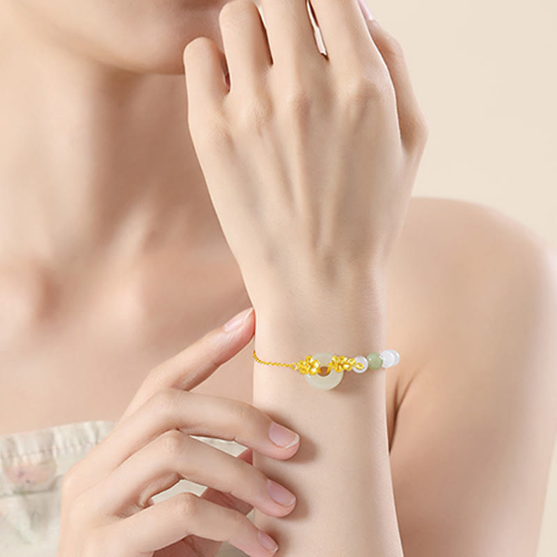 Fortune Jewel Chrysoberyl Hetian Jade 999 Sterling Silver Love Bracelet