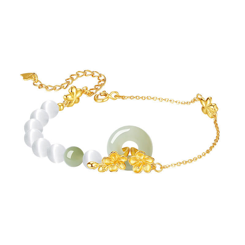 Fortune Jewel Chrysoberyl Hetian Jade 999 Sterling Silver Love Bracelet