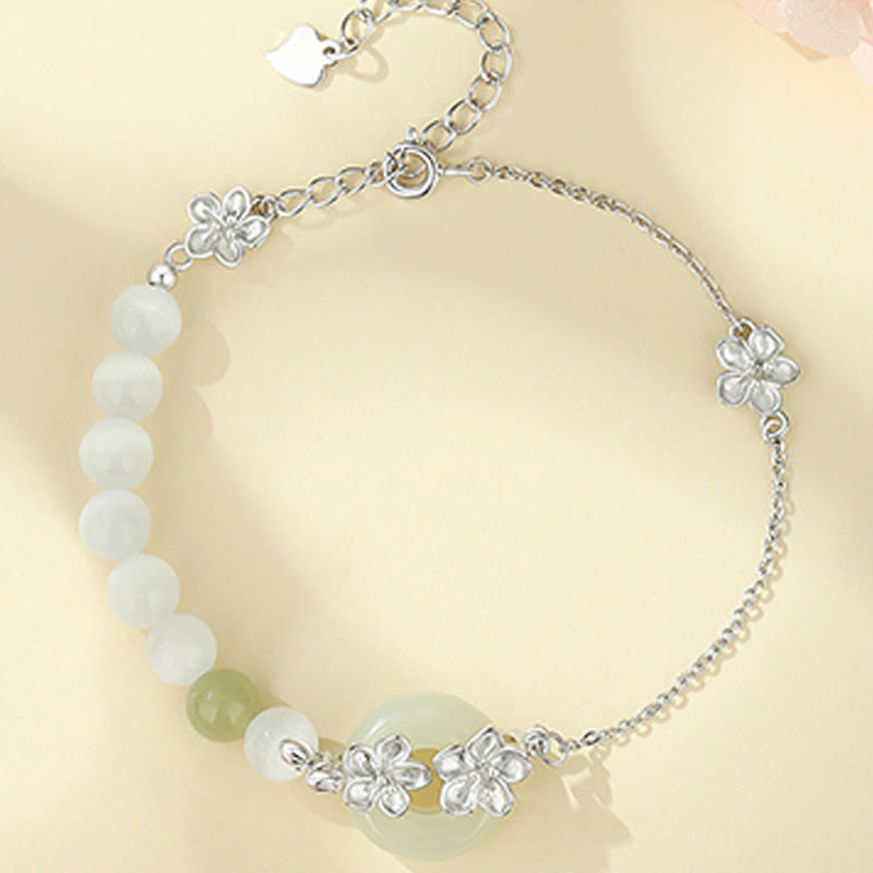 Fortune Jewel Chrysoberyl Hetian Jade 999 Sterling Silver Love Bracelet