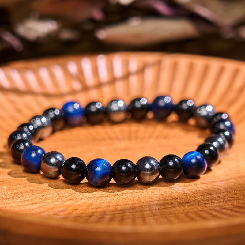 Fortune Jewel Natural Tiger's Eye Obsidian Hematite Positive Powerful Bracelet