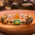 Fortune Jewel Chinese Zodiac Tiger Eye White Crystal Courage Bracelet
