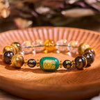 Fortune Jewel Chinese Zodiac Tiger Eye White Crystal Courage Bracelet