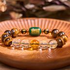 Fortune Jewel Chinese Zodiac Tiger Eye White Crystal Courage Bracelet