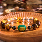 Fortune Jewel Chinese Zodiac Tiger Eye White Crystal Courage Bracelet