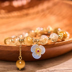 Fortune Jewel Citrine Tiger Eye Flower Charm Generosity Bracelet