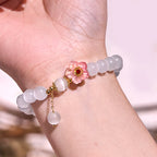 Fortune Jewel Chrysoberyl Cat's Eye Pink Flowers Support Bracelet