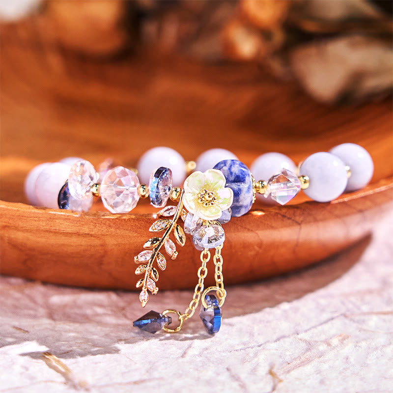 Fortune Jewel Blue Crystal Amethyst Sun Stone Green Aventurine Healing Bracelet