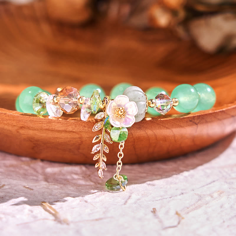 Fortune Jewel Blue Crystal Amethyst Sun Stone Green Aventurine Healing Bracelet