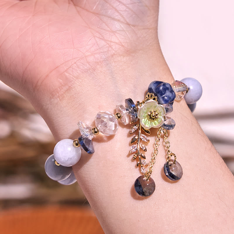 Fortune Jewel Blue Crystal Amethyst Sun Stone Green Aventurine Healing Bracelet