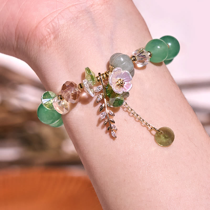 Fortune Jewel Blue Crystal Amethyst Sun Stone Green Aventurine Healing Bracelet