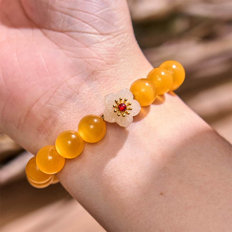 Fortune Jewel Cat's Eye Chrysoberyl Flower Love Bracelet