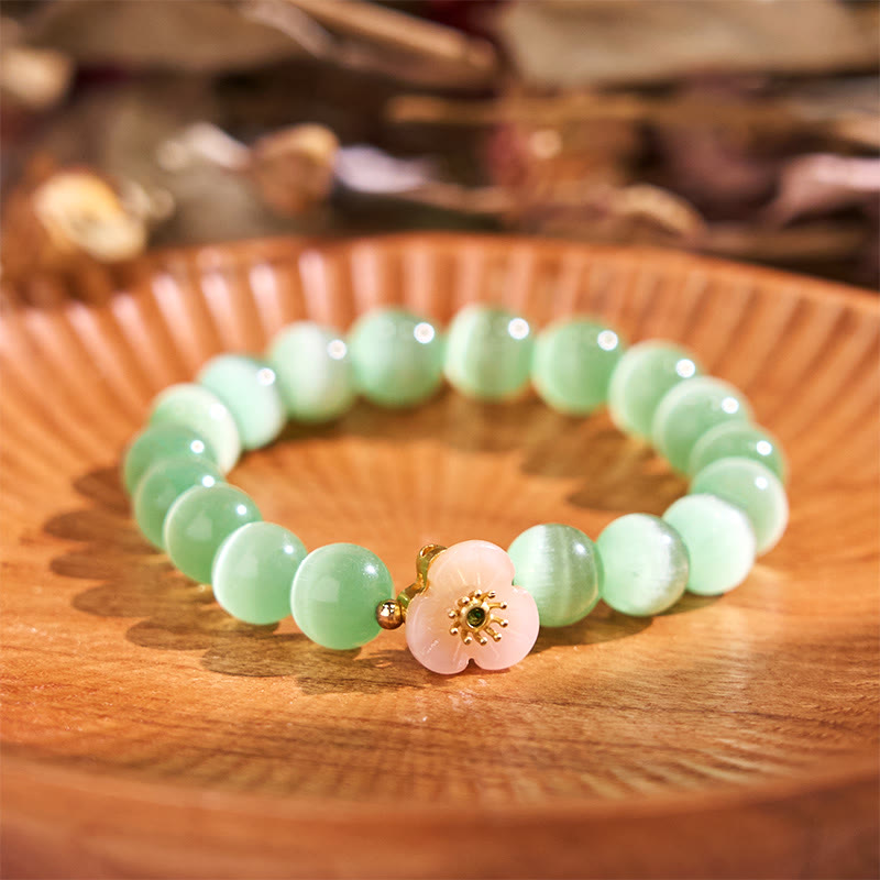 Fortune Jewel Cat's Eye Chrysoberyl Flower Love Bracelet