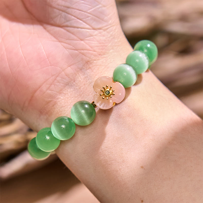 Fortune Jewel Cat's Eye Chrysoberyl Flower Love Bracelet