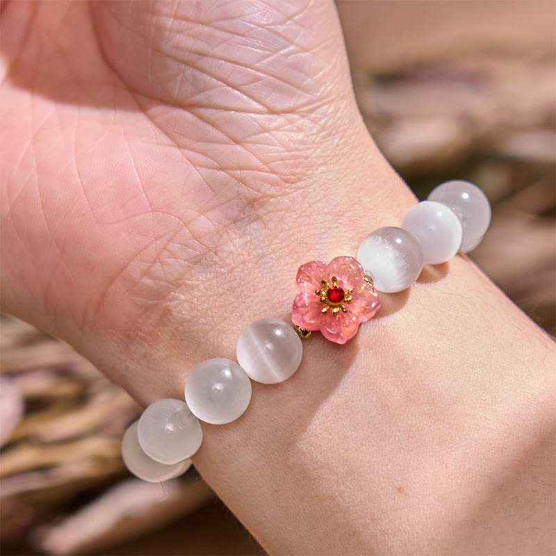 Fortune Jewel Cat's Eye Chrysoberyl Flower Love Bracelet
