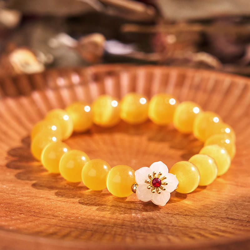 Fortune Jewel Cat's Eye Chrysoberyl Flower Love Bracelet