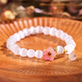Fortune Jewel Chrysoberyl Cat's Eye Pink Flowers Support Bracelet