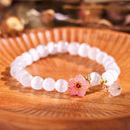 Fortune Jewel Chrysoberyl Cat's Eye Pink Flowers Support Bracelet