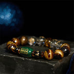 Fortune Jewel Chinese Zodiac Tiger Eye White Crystal Courage Bracelet