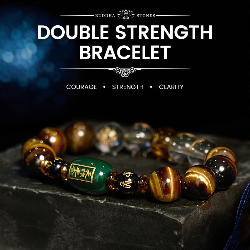 Fortune Jewel Chinese Zodiac Tiger Eye White Crystal Courage Bracelet