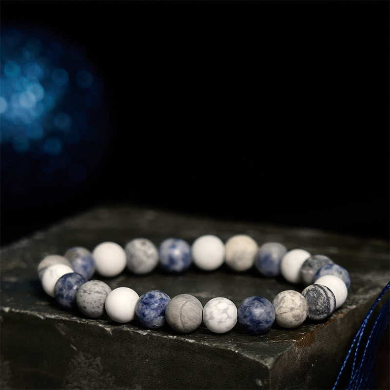 Fortune Jewel White Turquoise Picasso Jasper Blue Spot Jasper Relaxation Bracelet