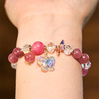 Fortune Jewel Strawberry Quartz White Crystal Pink Crystal Butterfly Love Bracelet