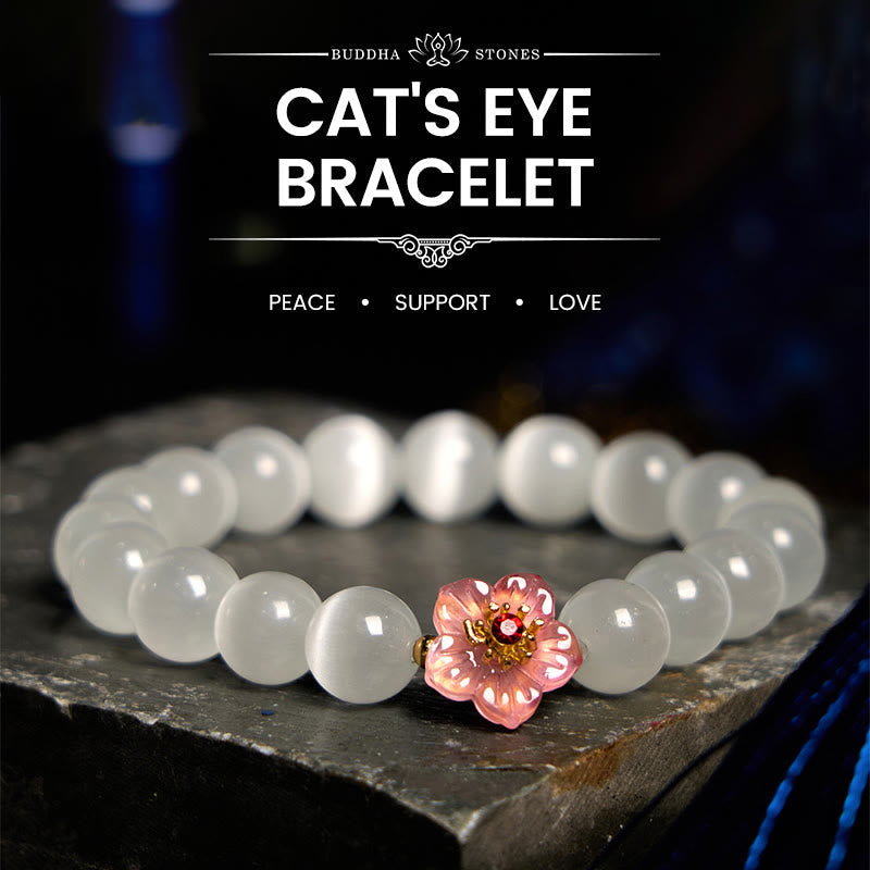 Fortune Jewel Cat's Eye Chrysoberyl Flower Love Bracelet