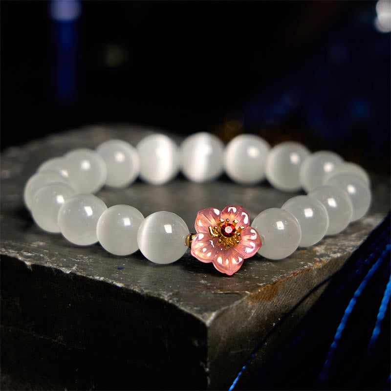 Fortune Jewel Cat's Eye Chrysoberyl Flower Love Bracelet