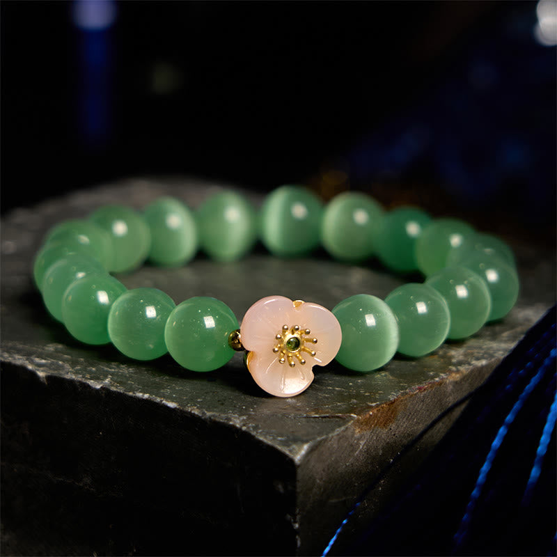 Fortune Jewel Cat's Eye Chrysoberyl Flower Love Bracelet