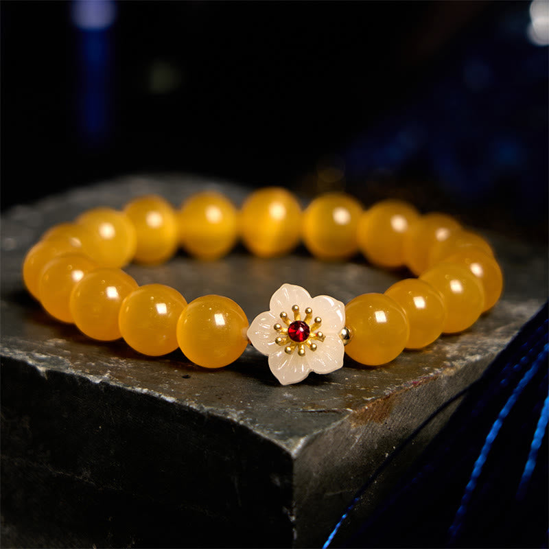 Fortune Jewel Cat's Eye Chrysoberyl Flower Love Bracelet