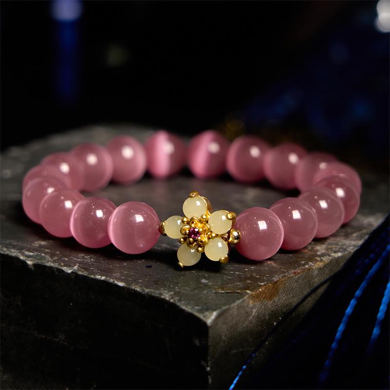 Fortune Jewel Cat's Eye Chrysoberyl Flower Love Bracelet