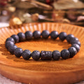 Fortune Jewel Lava Rock Ebony Wood Tiger Eye Healing Bracelet