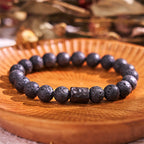 Fortune Jewel Lava Rock Ebony Wood Tiger Eye Healing Bracelet