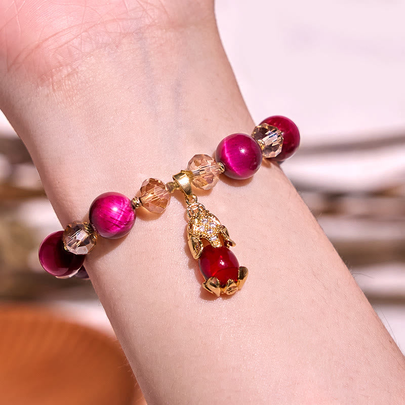 Fortune Jewel Red Tiger Eye PiXiu Fox Protection Self Confidence Bracelet