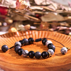 Fortune Jewel Black Obsidian Lava Rock Stone Yin Yang Strength Bracelet