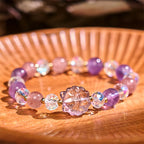 Fortune Jewel Amethyst Strawberry Quartz White Crystal Nine Tailed Fox Meditation Bracelet