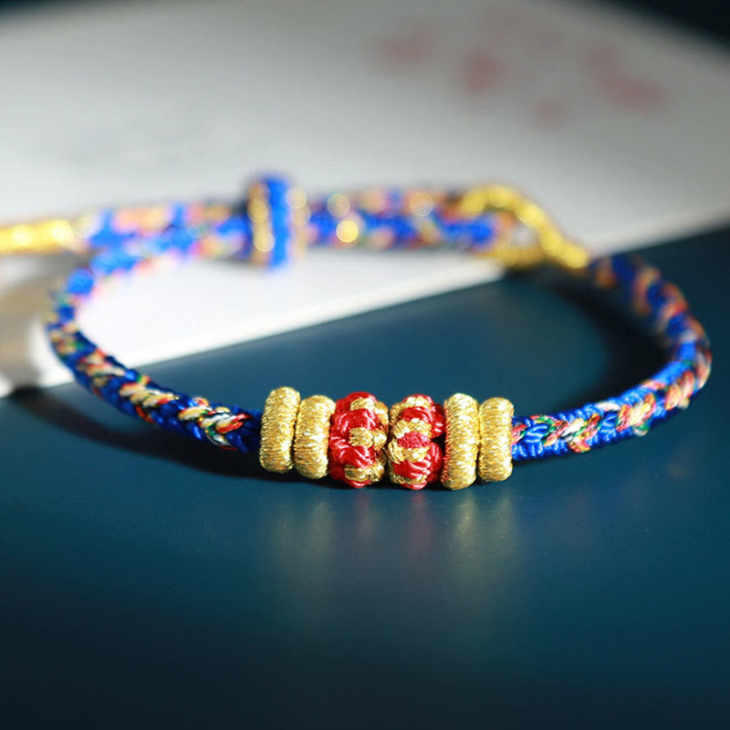 Fortune Jewel Chinese Zodiac Natal Buddha Colorful Strings Luck Bracelet