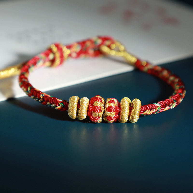 Fortune Jewel Chinese Zodiac Natal Buddha Colorful Strings Luck Bracelet
