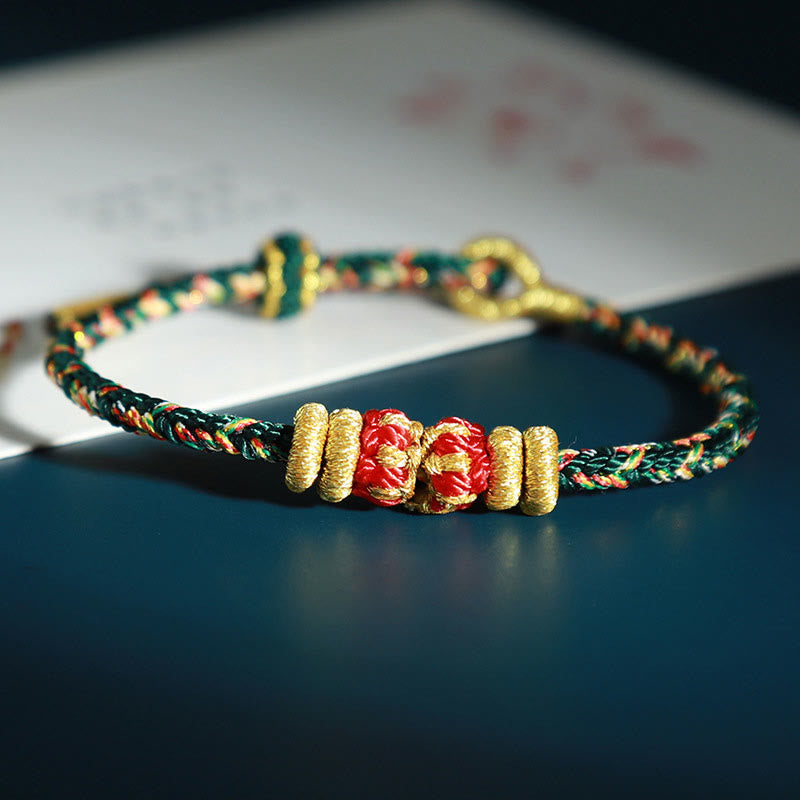 Fortune Jewel Chinese Zodiac Natal Buddha Colorful Strings Luck Bracelet