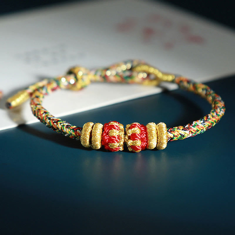 Fortune Jewel Chinese Zodiac Natal Buddha Colorful Strings Luck Bracelet