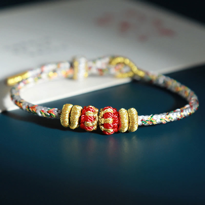 Fortune Jewel Chinese Zodiac Natal Buddha Colorful Strings Luck Bracelet