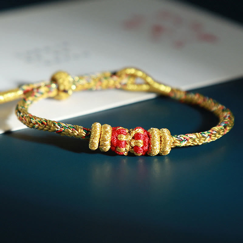 Fortune Jewel Chinese Zodiac Natal Buddha Colorful Strings Luck Bracelet
