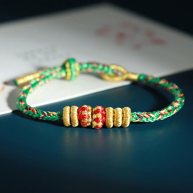 Fortune Jewel Chinese Zodiac Natal Buddha Colorful Strings Luck Bracelet