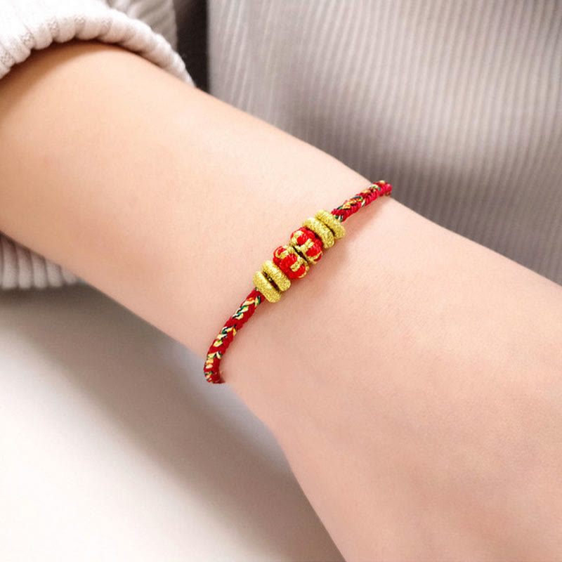 Fortune Jewel Chinese Zodiac Natal Buddha Colorful Strings Luck Bracelet
