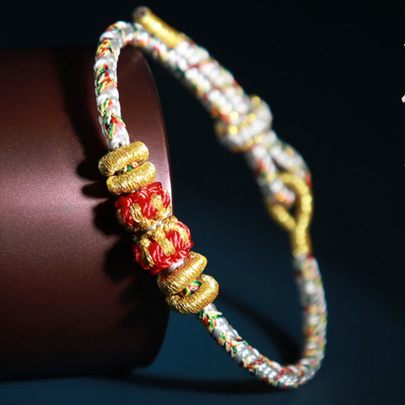 Fortune Jewel Chinese Zodiac Natal Buddha Colorful Strings Luck Bracelet