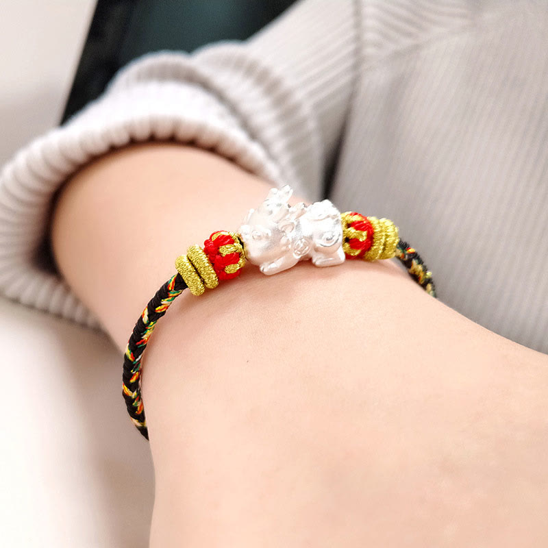 Fortune Jewel Chinese Zodiac Natal Buddha Colorful Strings Luck Bracelet