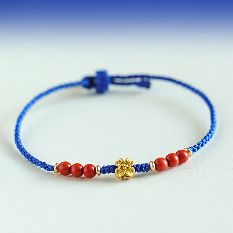 Fortune Jewel Klein Blue String South Red Agate Garnet Copper Flower Power Bracelet